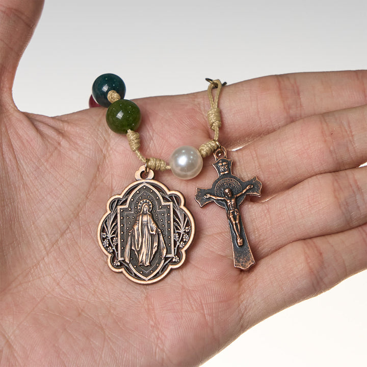 Christianartworkshop Armbänder aus natürlichem Turmalin-Achat, 10 mm, mit Wundertätiger Medaille und Kruzifix - image 5