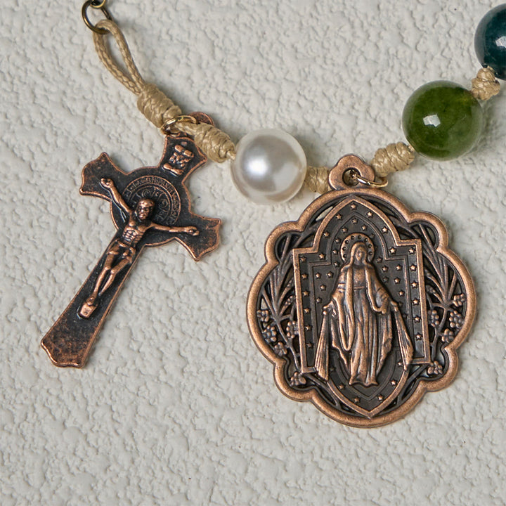 Christianartworkshop Armbänder aus natürlichem Turmalin-Achat, 10 mm, mit Wundertätiger Medaille und Kruzifix - image 7