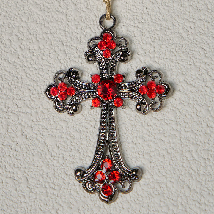Andachtsrosenkranz in Schwarz und Rot von Christianartworkshop mit dem Segen des Heiligen Benedikt und einem verzierten roten Kreuz - image 7