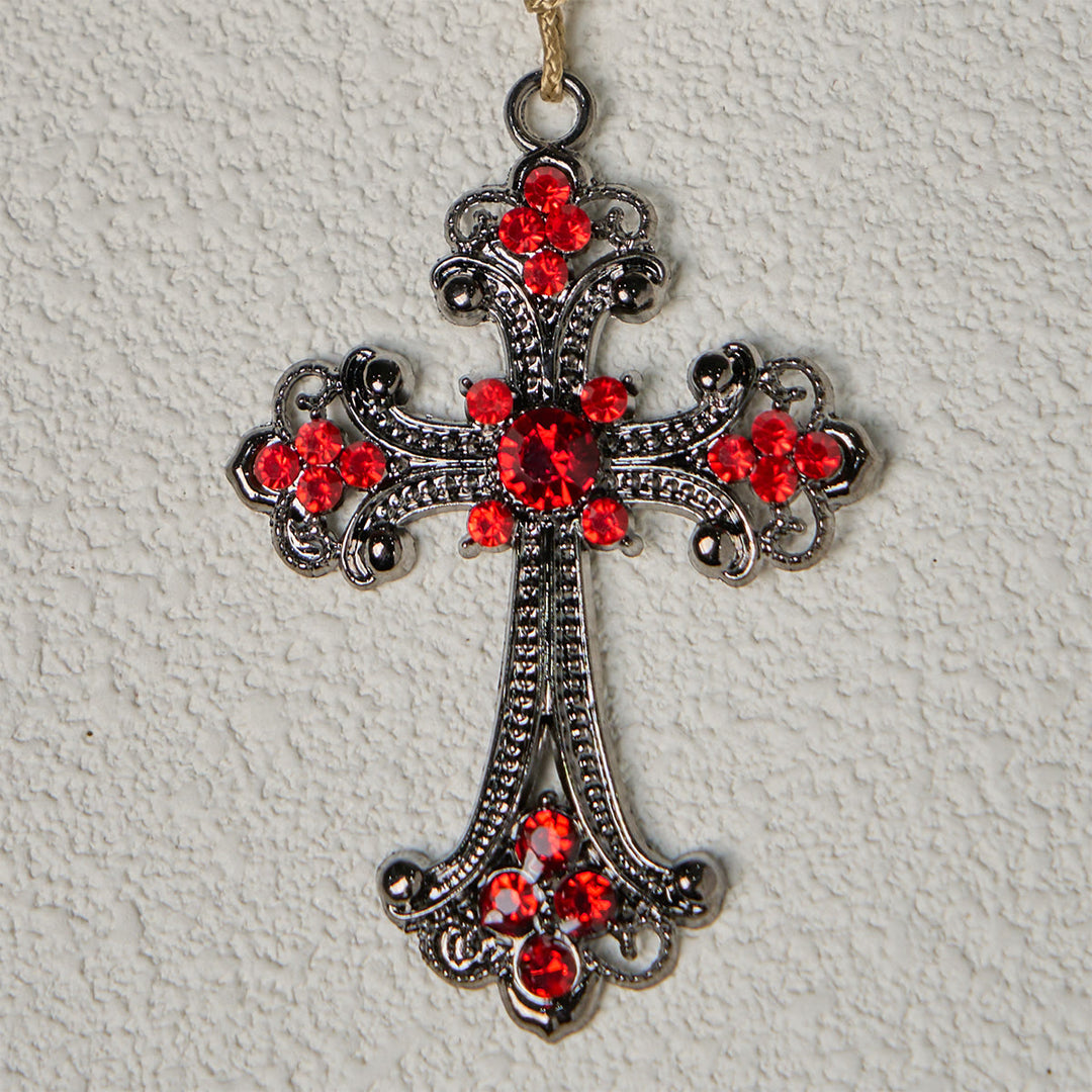 Christianartworkshop Andachts-Rosenkranz in Schwarz und Rot mit dem Segen des Heiligen Benedikt und einem roten, verzierten Kreuz - image 7
