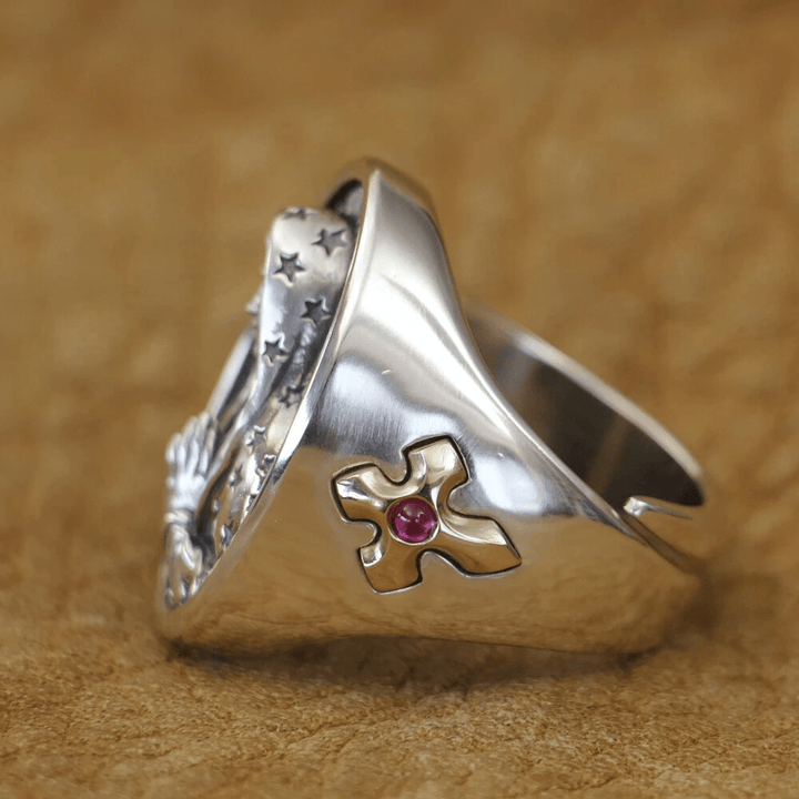 Christianartworkshop Ovaler Ring der Jungfrau Maria aus 925er Silber, göttlicher Schutz und Gebet - image 5