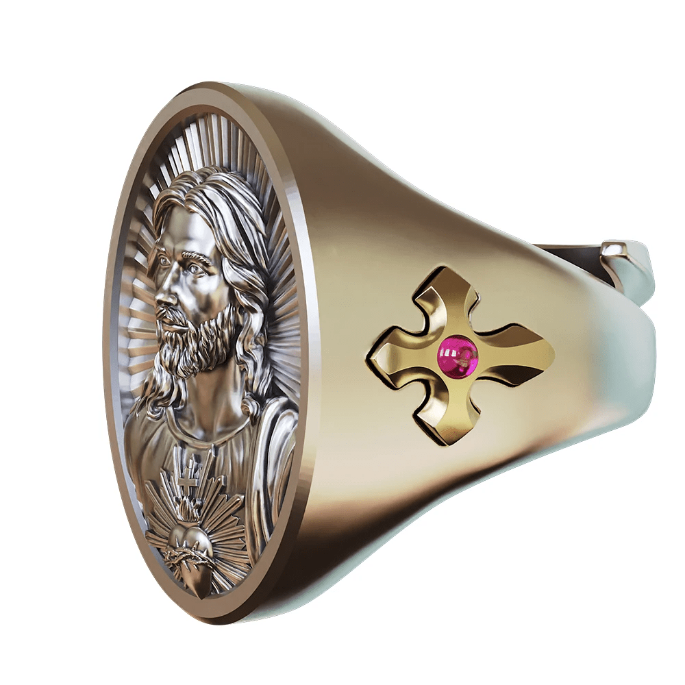 Christianartworkshop Ring „Heiliges Herz Jesu“ aus 925er Silber: Symbol der Liebe und Aufopferung - image 7