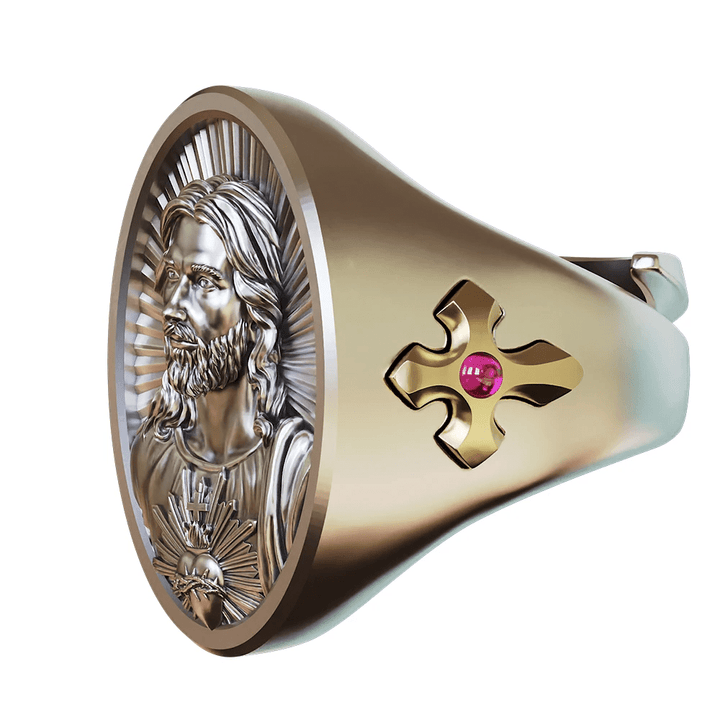 Christianartworkshop Ring „Heiliges Herz Jesu“ aus 925er Silber: Symbol der Liebe und Aufopferung - image 7