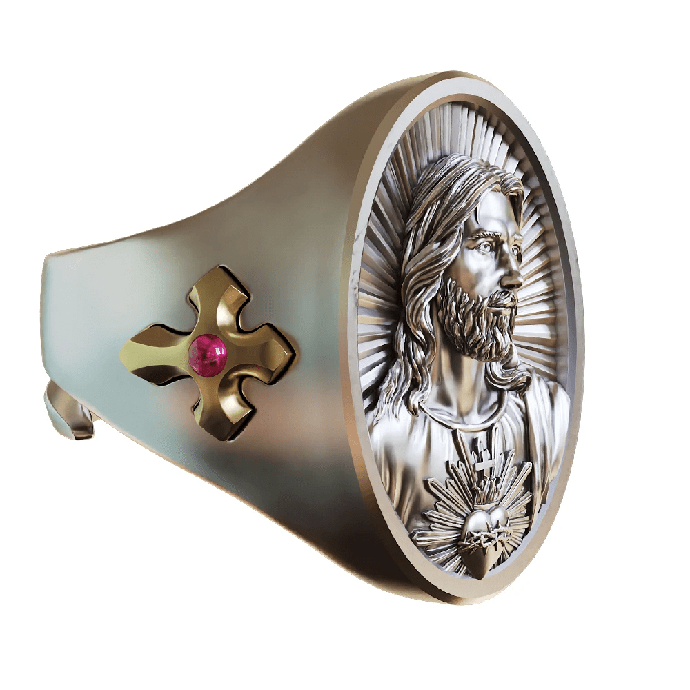 Christianartworkshop Ring „Heiliges Herz Jesu“ aus 925er Silber: Symbol der Liebe und Aufopferung - image 6