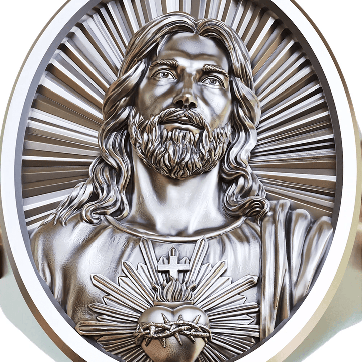 Christianartworkshop Ring „Heiliges Herz Jesu“ aus 925er Silber: Symbol der Liebe und Aufopferung - image 5