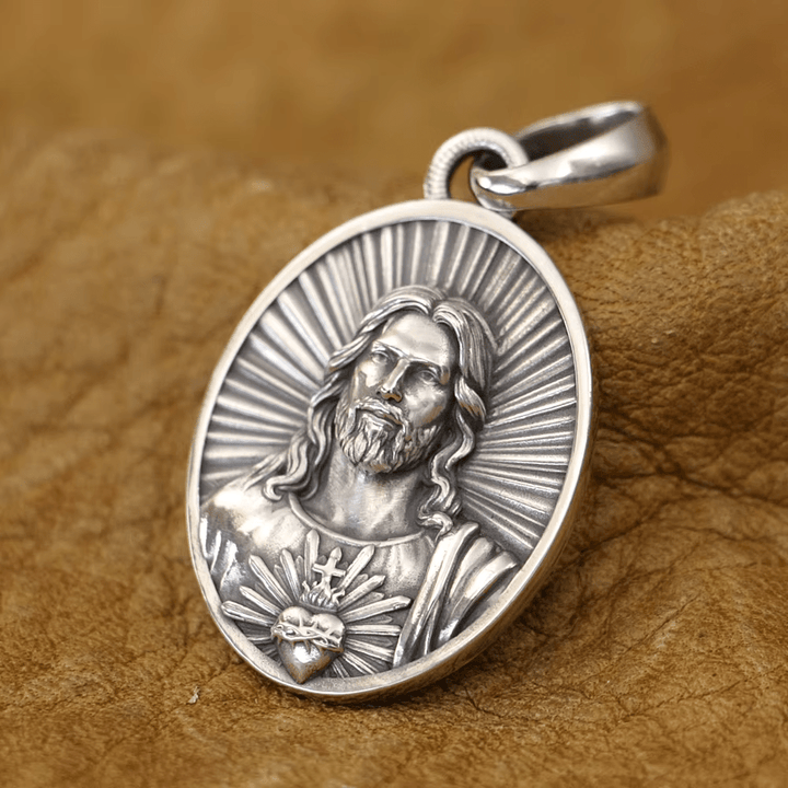 Christianartworkshop Halskette „Göttliche Ausstrahlung“ mit Jesus-Heiligem Herzen, gefertigt aus Sterlingsilber - image 3