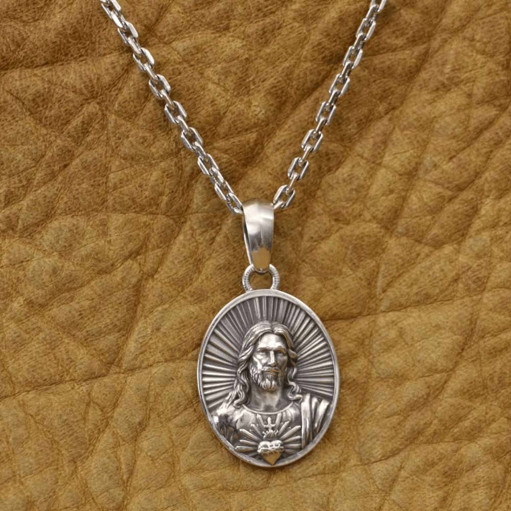 Christianartworkshop Halskette „Göttliche Ausstrahlung“ mit Jesus-Heiligem Herzen, gefertigt aus Sterlingsilber - image 2