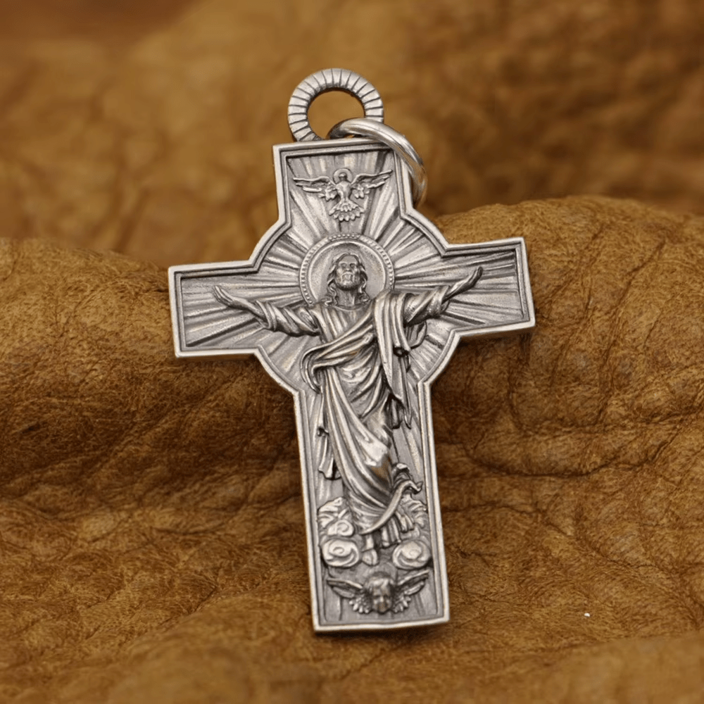 Christianartworkshop Halskette mit Taube des Heiligen Geistes, Himmelfahrt Jesu Christi, Sterlingsilber - S (40 mm) - image 1