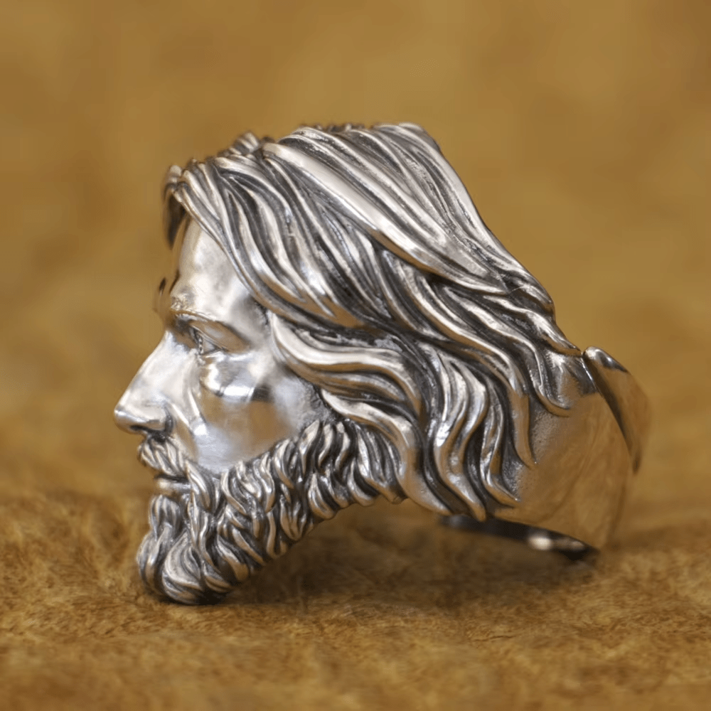 Christianartworkshop Skulptierter Ring mit dem Porträt des heiligen Jesus Christus, gefertigt aus 925er Silber - image 4