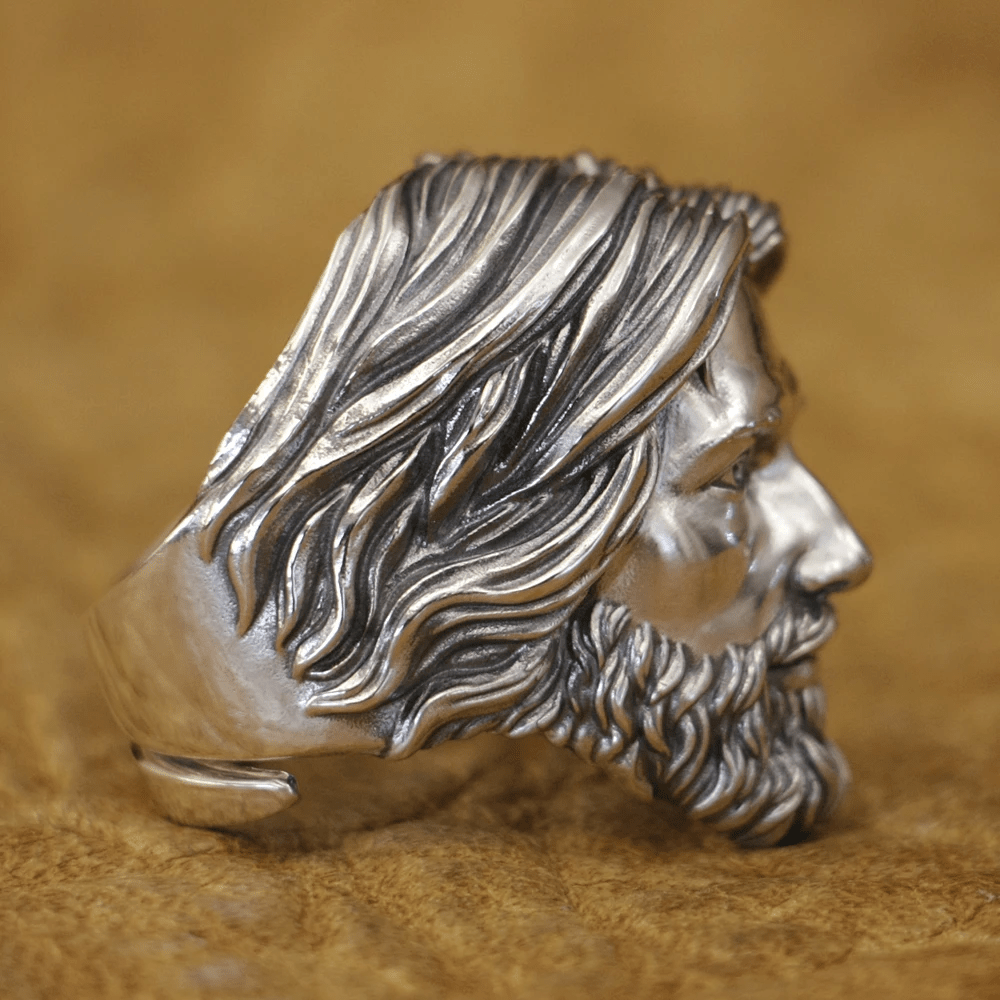 Christianartworkshop Skulptierter Ring mit dem Porträt des heiligen Jesus Christus, gefertigt aus 925er Silber - image 6