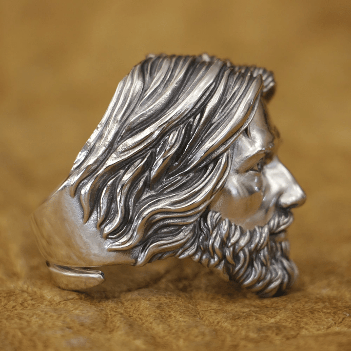 Christianartworkshop Skulptierter Ring mit dem Porträt des heiligen Jesus Christus, gefertigt aus 925er Silber - image 6