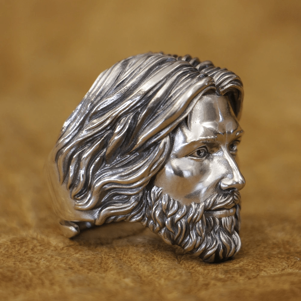 Christianartworkshop Skulptierter Ring mit dem Porträt des heiligen Jesus Christus, gefertigt aus 925er Silber - image 5