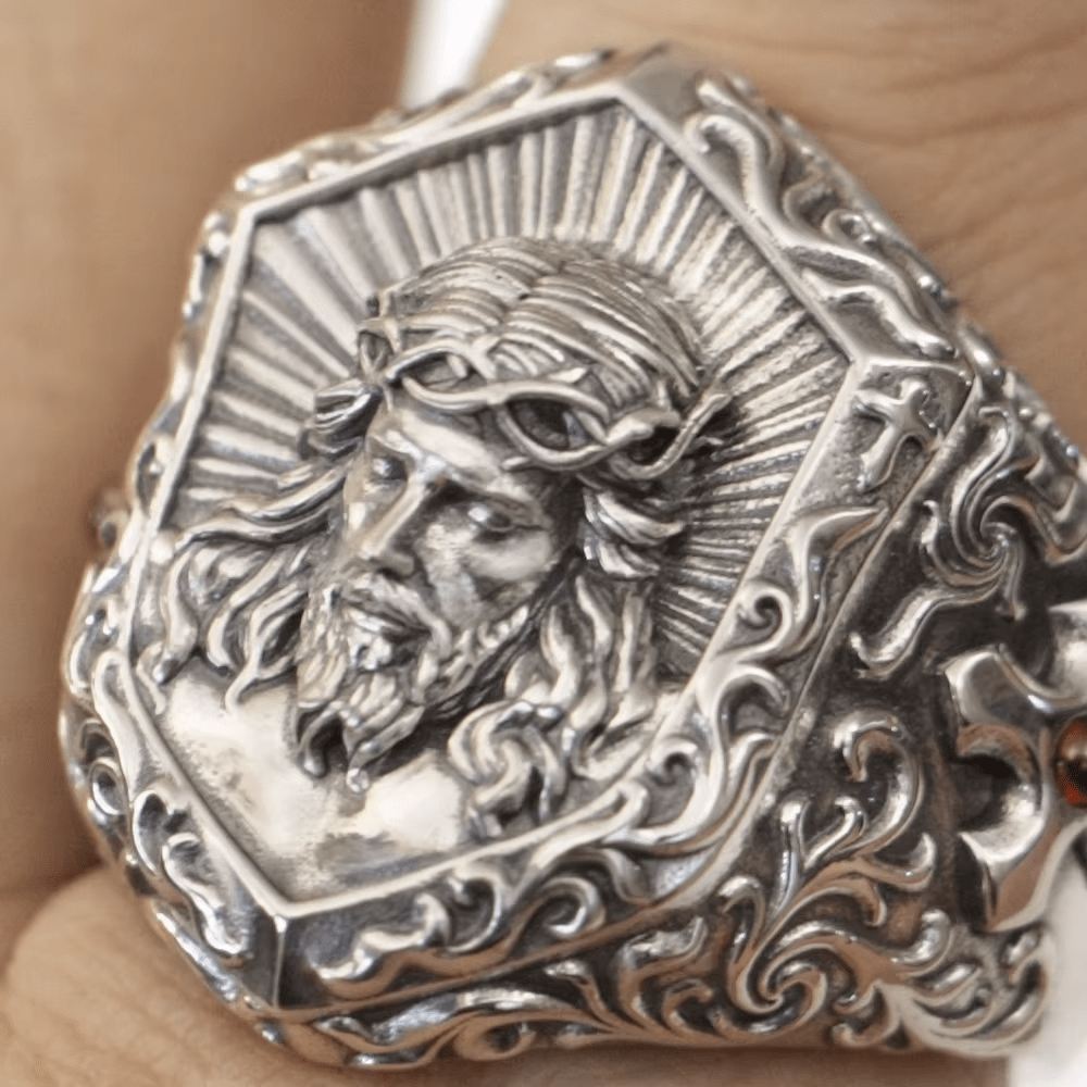 Christianartworkshop Ring mit Dornenkrone von Jesus Christus im Vintage-Stil, massives Sterlingsilber - image 1