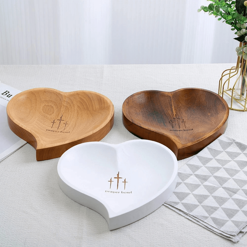 Christianartworkshop Gebetsschale aus Holz in Herzform, 3 Farben, mit Glaubensnotizkarten - image 2