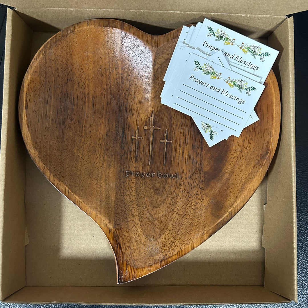 Christianartworkshop Gebetsschale aus Holz in Herzform, 3 Farben, mit Glaubensnotizkarten - Braun mit Karten (24 Stück) - image 8