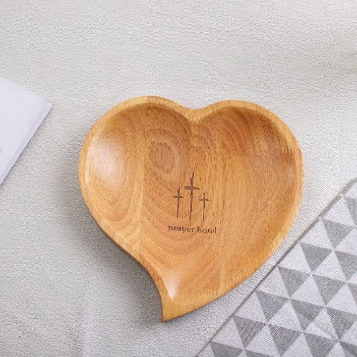 Christianartworkshop Gebetsschale aus Holz in Herzform, 3 Farben, mit Glaubensnotizkarten - Holz - image 5
