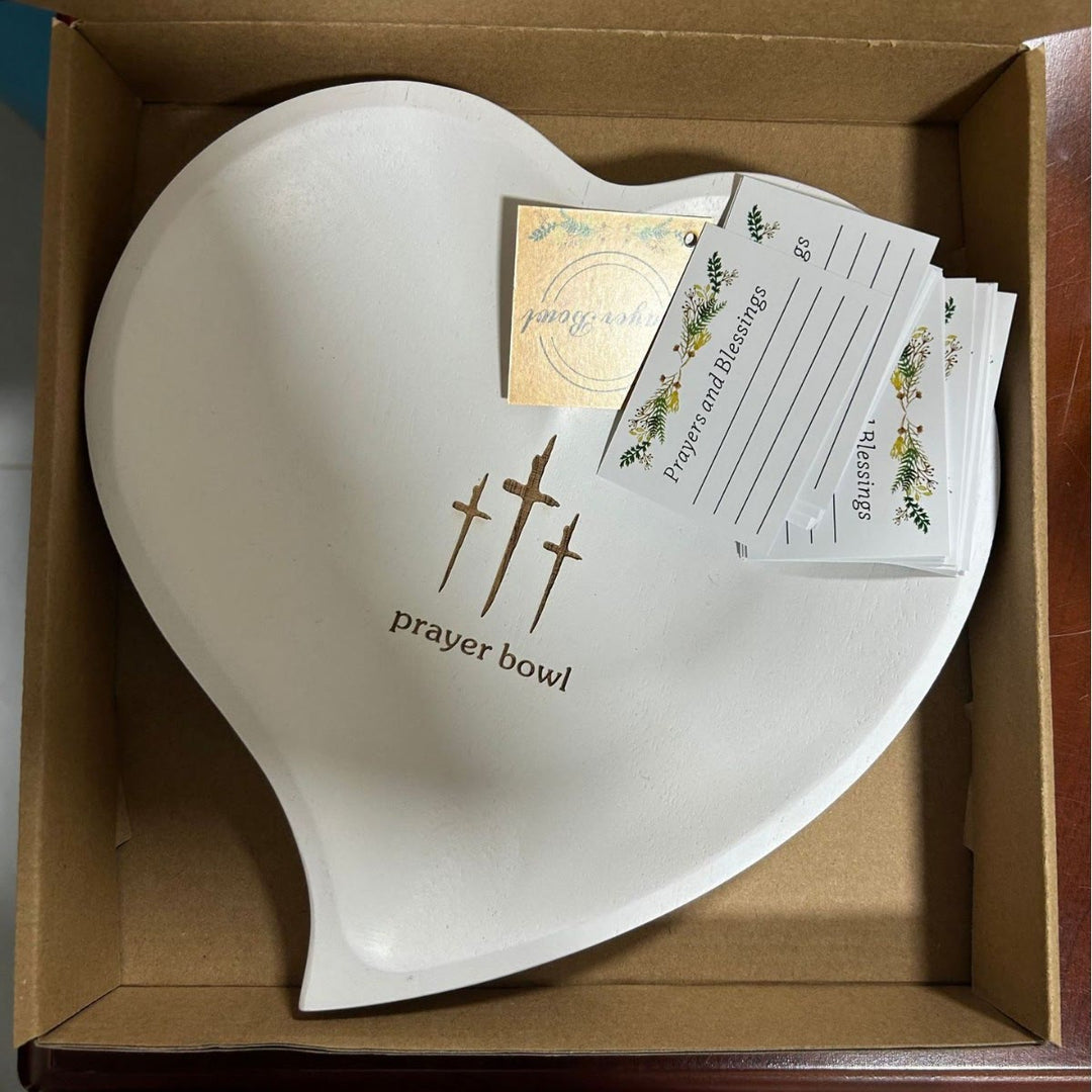 Christianartworkshop Gebetsschale aus Holz in Herzform, 3 Farben, mit Glaubensnotizkarten - Weiß mit Karten (24 Stück) - image 11