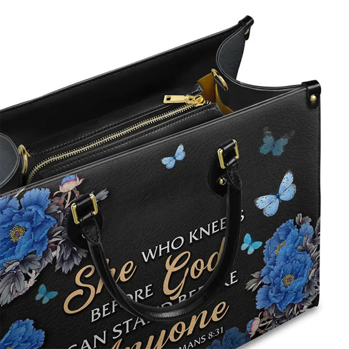 Christianartworkshop Elegante Handtasche mit Blumenmuster und Bibelvers-Zitat: „Gott ist mit ihr“ - image 5