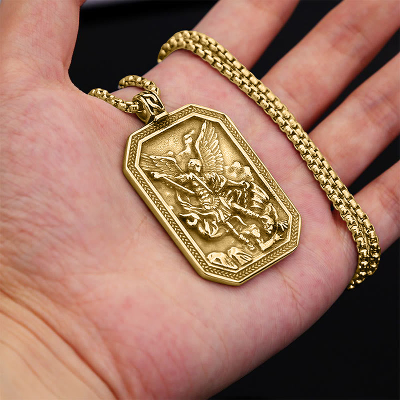 Christianartworkshop Klassische Halskette mit Anhänger aus Edelstahl – Schutzsymbol des Erzengels Michael - image 11