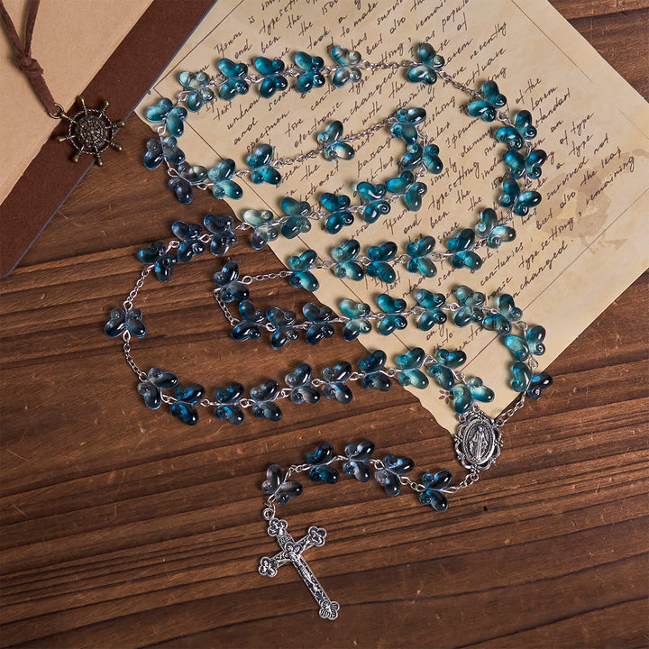 Christianartworkshop Wings of Devotion Schimmernder blauer Schmetterlings-Gebetsrosenkranz mit Wundertätiger Medaille - image 4