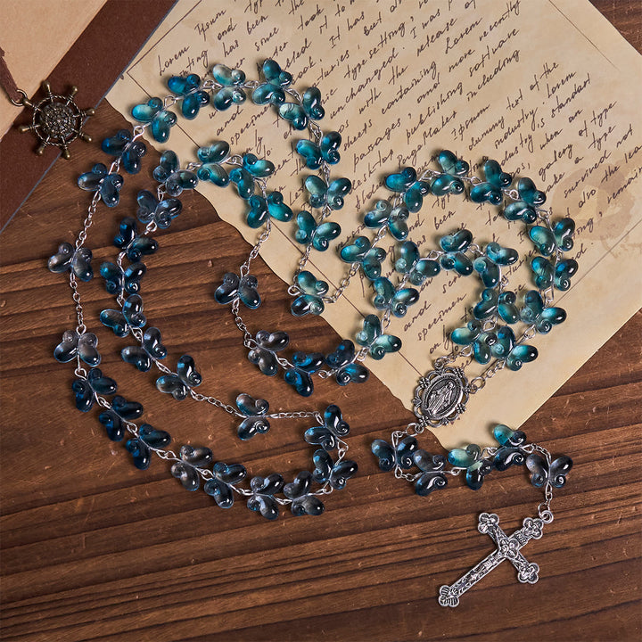 Christianartworkshop Wings of Devotion Schimmernder blauer Schmetterlings-Gebetsrosenkranz mit Wundertätiger Medaille - image 5