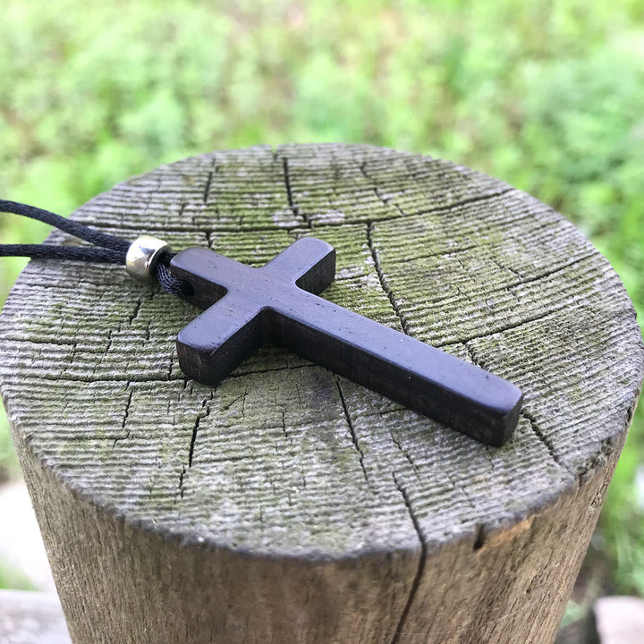 Christianartworkshop Klassische Halskette aus natürlichem Ebenholz mit Kreuz: Symbol des reinen und beständigen Glaubens - image 7
