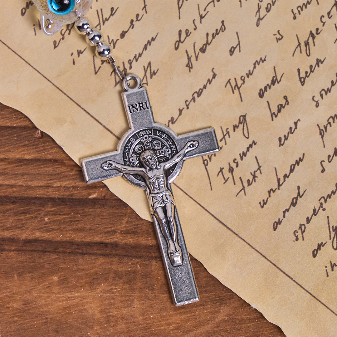 Christianartworkshop Glas-Katzensegen mit Aquamarin und weißem Lavastein, Gedenk-Tierrosenkranz - image 9