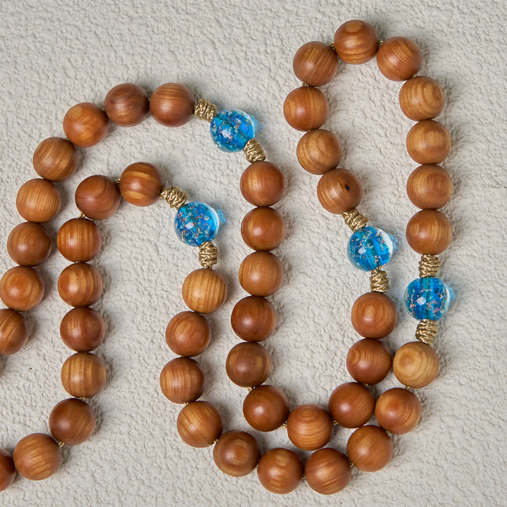 Christianartworkshop Rustikaler Rosenkranz aus Thuja-Holz und Ozeanblau mit Führung und Segen der Heiligen Familie - image 7
