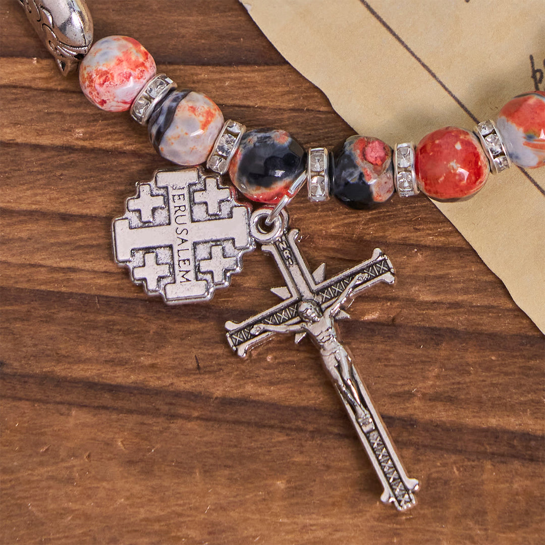 Christianartworkshop Calico Cat Pray Rosenkranz & Armbänder Gedenkset aus künstlichen Marmorierungs-Achatperlen - image 15