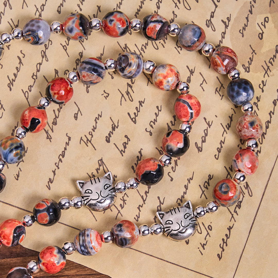 Christianartworkshop Calico Cat Pray Rosenkranz & Armbänder Gedenkset aus künstlichen Marmorierungs-Achatperlen - image 11