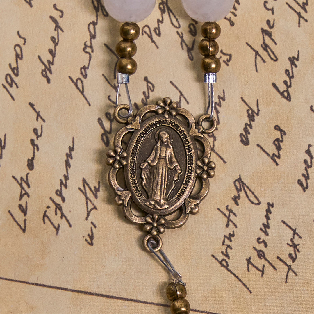 Christianartworkshop Serene Weißquarz und Heilige Schildkröte Gebetsrosenkranz mit Wundertätiger Medaille - image 6