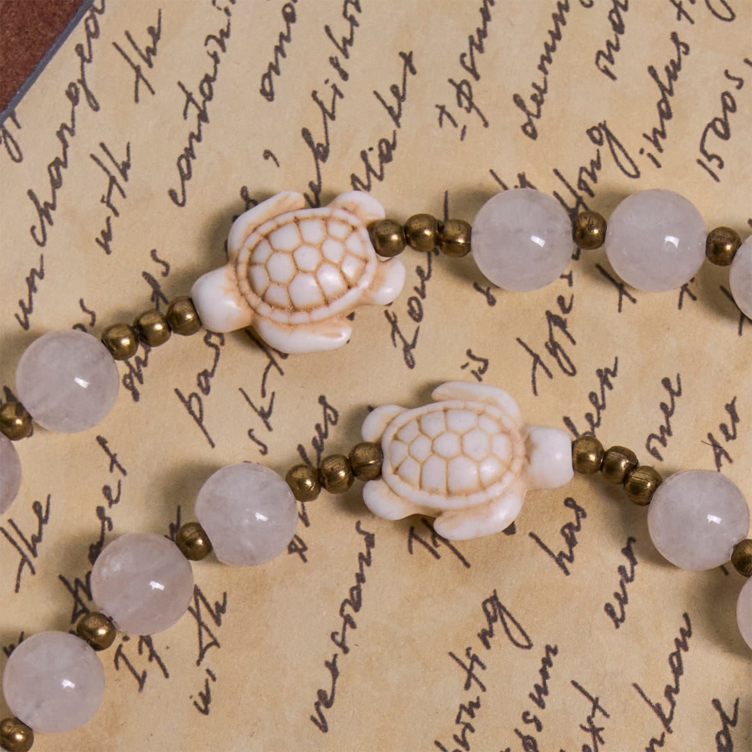 Christianartworkshop Serene Weißquarz und Heilige Schildkröte Gebetsrosenkranz mit Wundertätiger Medaille - image 7
