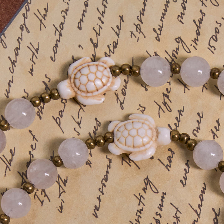 Christianartworkshop Serene Weißquarz und Heilige Schildkröte Gebetsrosenkranz mit Wundertätiger Medaille - image 7