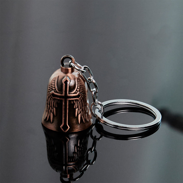 Christianartworkshop Heiliger Paladin & Engelsflügel Schutzglocke Schlüsselanhänger: Rüstung des Glaubens - Antik Rot - image 1