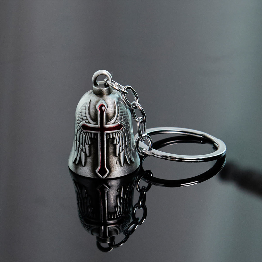 Christianartworkshop Heiliger Paladin & Engelsflügel Schutzglocke Schlüsselanhänger: Rüstung des Glaubens - Antik Silber - image 2