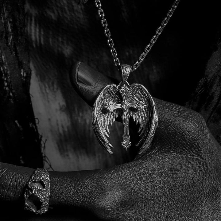 Christianartworkshop Halskette mit Kreuzanhänger mit Schutzengelflügeln: Schmuck für spirituellen Schutz - image 4