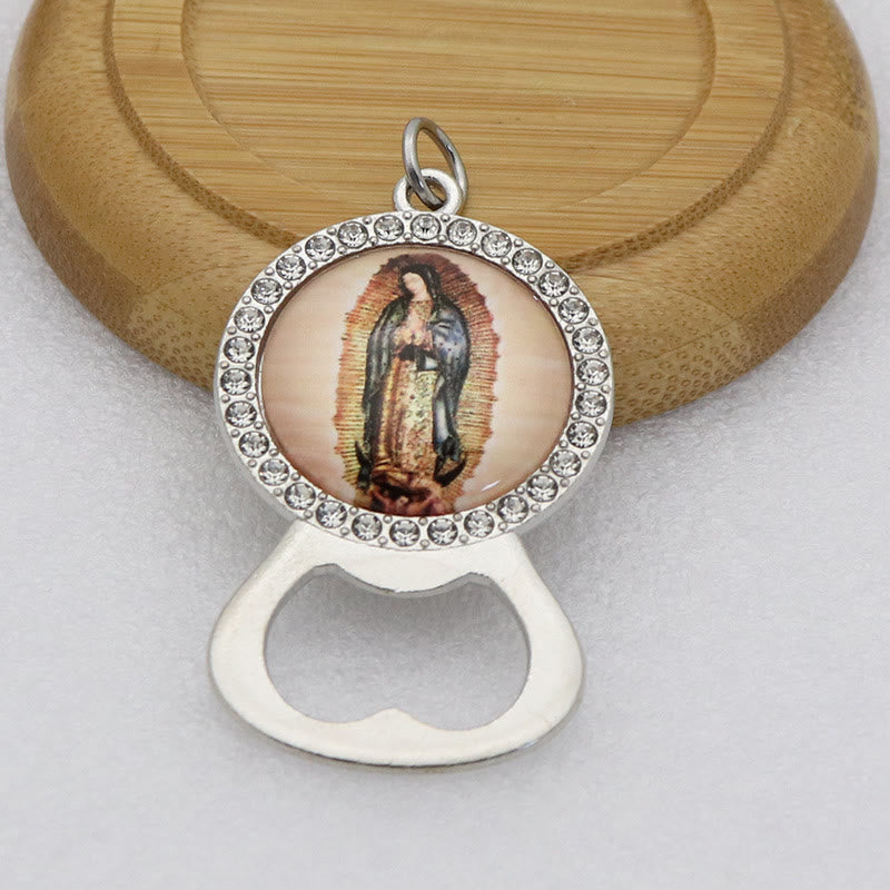 Christianartworkshop Flaschenöffner mit Heiligenschein aus Kristall, zweifarbig, Motiv: Unsere Liebe Frau von Guadalupe - Silber - image 2
