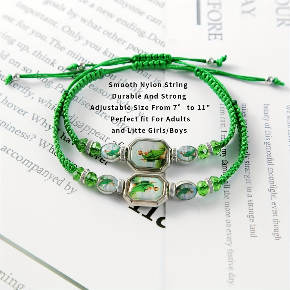 Christianartworkshop St. Jude Grünes Seil verstellbare Armbänder für Segen und göttliche Führung - image 2