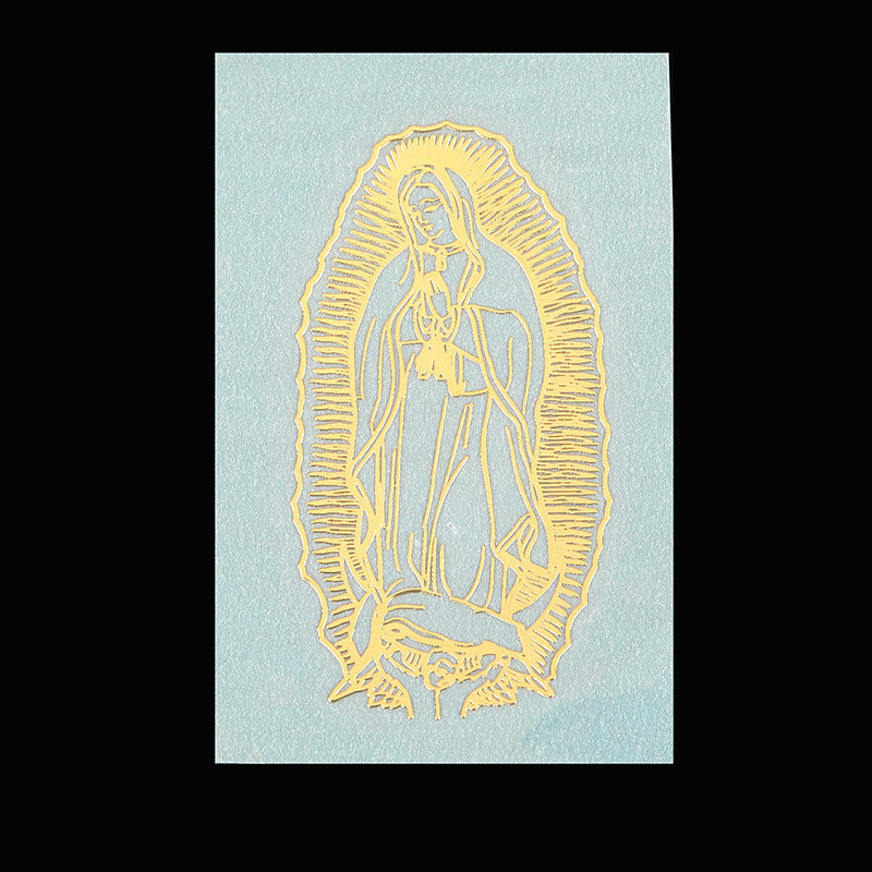 Christianartworkshop Goldener Heiligenaufkleber fürs Telefon: Mehrere Heilige Figuren verfügbar - Unsere Liebe Frau von Guadalupe - image 5