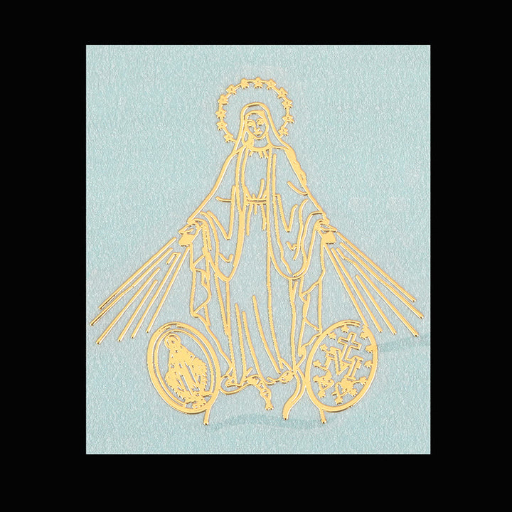 Christianartworkshop Goldener Heiligenaufkleber fürs Telefon: Mehrere Heilige Figuren verfügbar - Unsere Liebe Frau von der Gnade - image 7