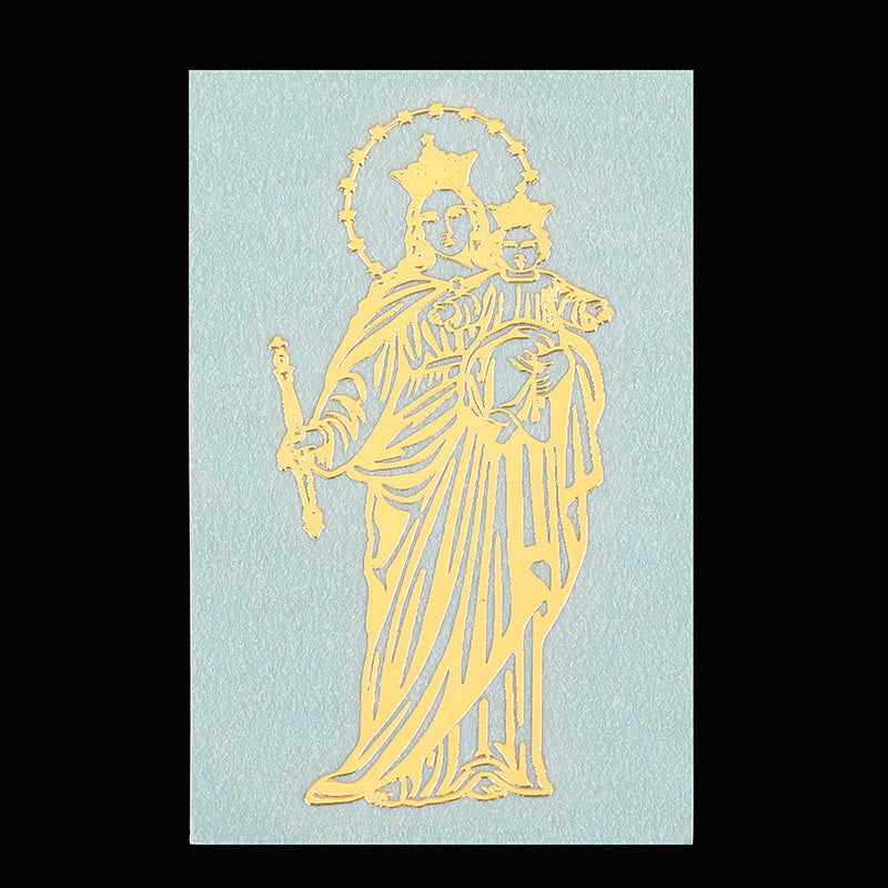 Christianartworkshop Goldener Heiligenaufkleber fürs Telefon: Mehrere Heilige Figuren verfügbar - Maria, Hilfe der Christen - image 6