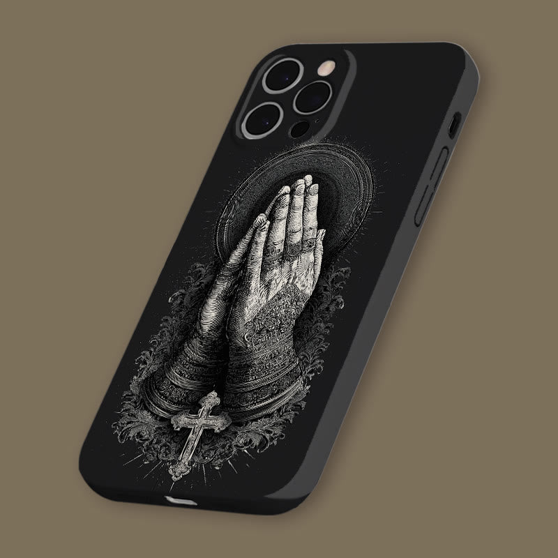 Christianartworkshop Faith in Praying Hands Handyhülle: Elegantes monochromes Design - image 5