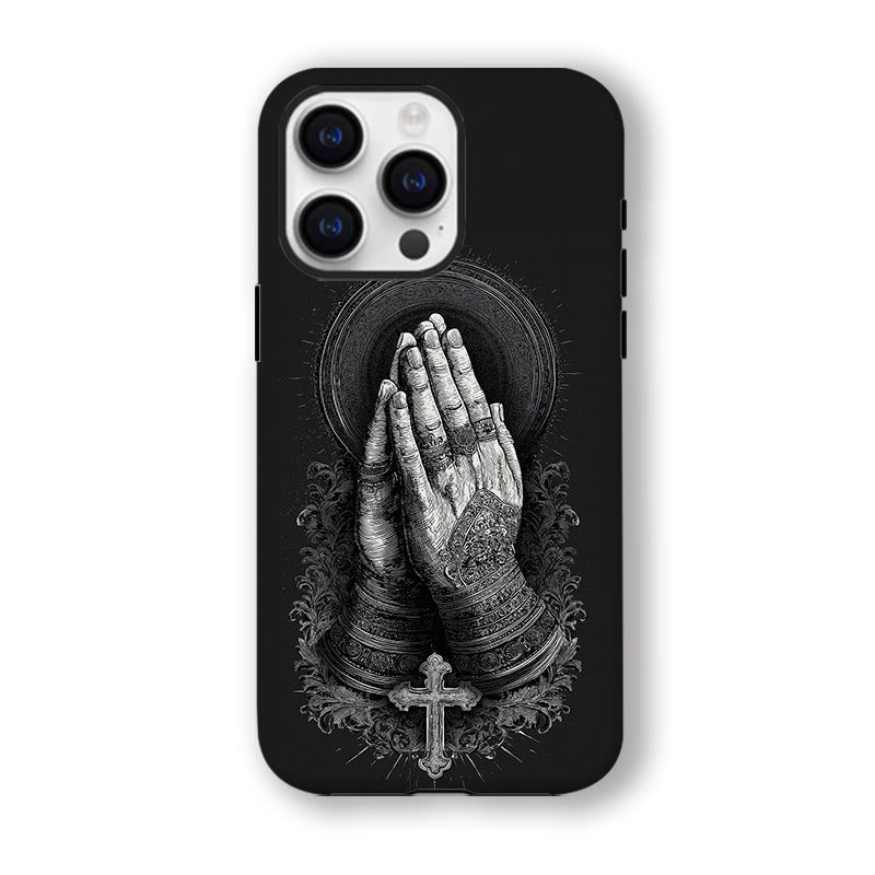 Christianartworkshop Faith in Praying Hands Handyhülle: Elegantes monochromes Design - image 6