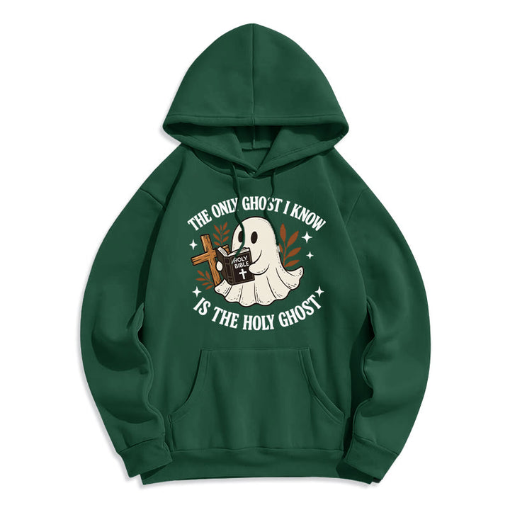 Christianartworkshop Ghost-Free Except the Holy One Fleece-gefütterter Polyester-Kapuzenpullover - Grün - 2XL - image 7