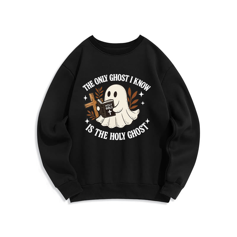 Christianartworkshop Ghost-Free Except the Holy One Fleece-gefüttertes Polyester-Sweatshirt - Schwarz - 2XL - image 6