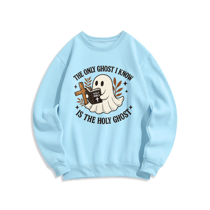 Christianartworkshop Ghost-Free Except the Holy One Fleece-gefüttertes Polyester-Sweatshirt - Blau - 2XL - image 3