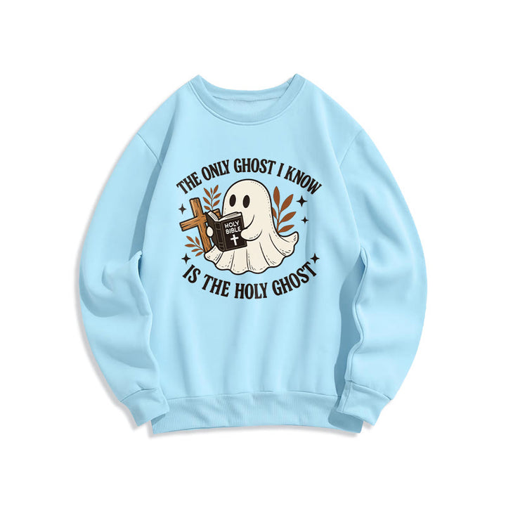 Christianartworkshop Ghost-Free Except the Holy One Fleece-gefüttertes Polyester-Sweatshirt - Blau - 2XL - image 3