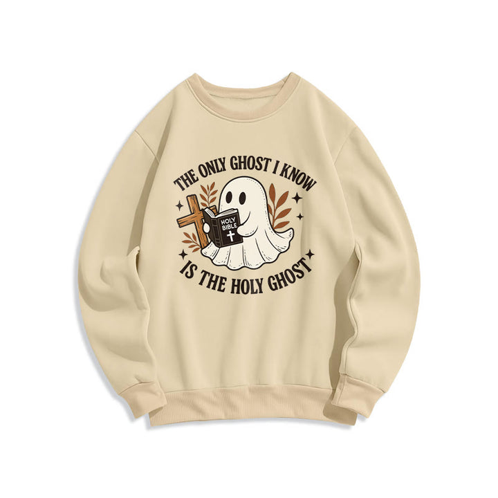 Christianartworkshop Ghost-Free Except the Holy One Fleece-gefüttertes Polyester-Sweatshirt - Beige - 2XL - image 4