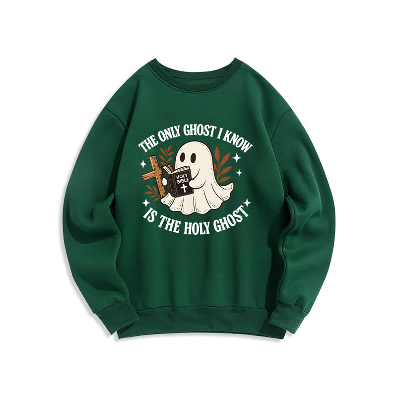 Christianartworkshop Ghost-Free Except the Holy One Fleece-gefüttertes Polyester-Sweatshirt - Grün - 2XL - image 5
