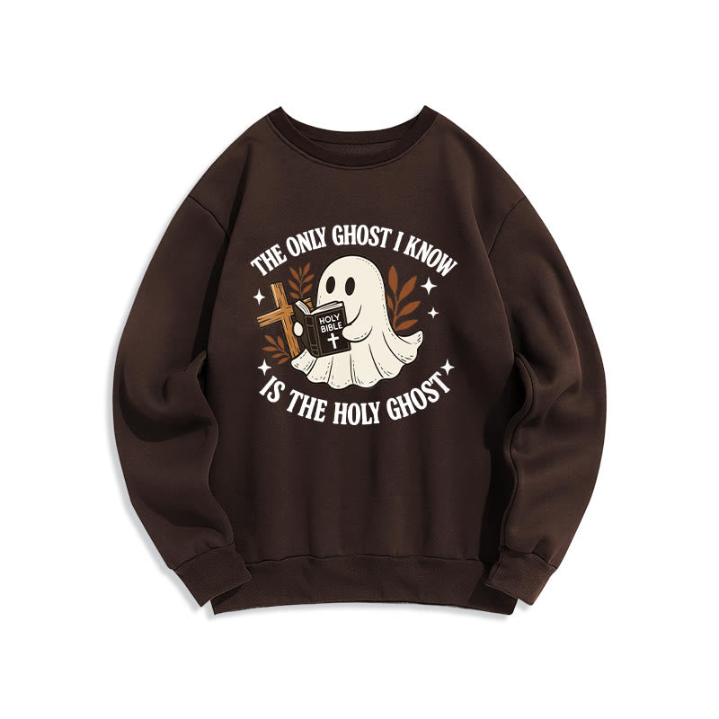 Christianartworkshop Ghost-Free Except the Holy One Fleece-gefüttertes Polyester-Sweatshirt - Braun - 2XL - image 7